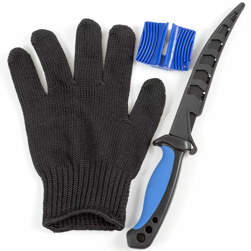 Fladen Filet Knife 15cm Set With Knife Sharpener And Glove 3 Fladen Filet Knife 15cm Set With Knife Sharpener And Glove